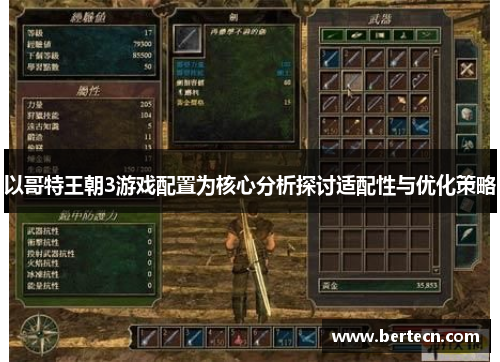 以哥特王朝3游戏配置为核心分析探讨适配性与优化策略
